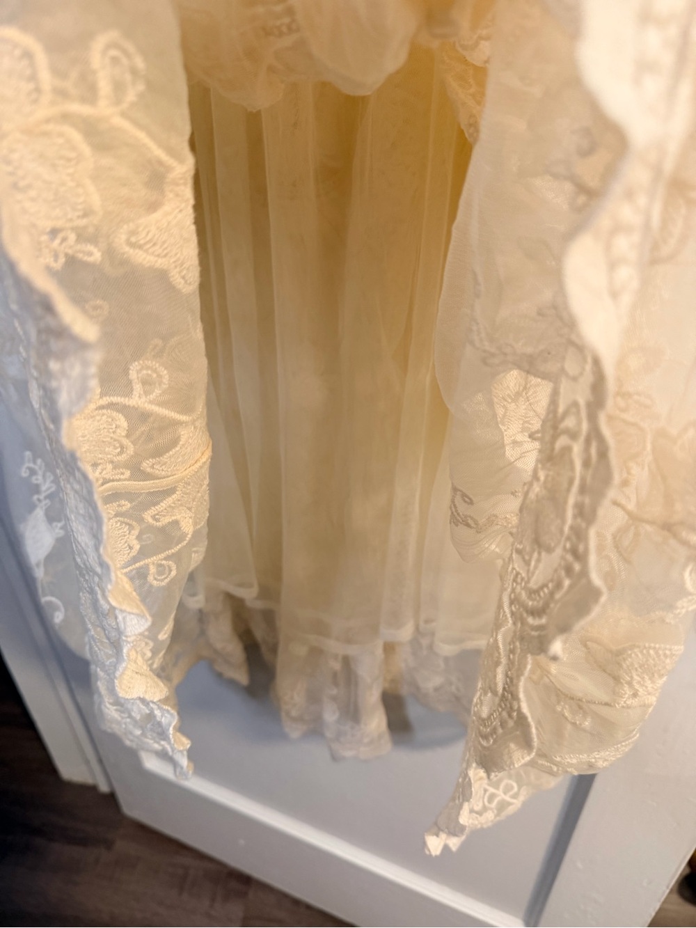 Brenda knight for free people Bohemian Lace Tiered Maxi Skirt in Cream - Picture 6 of 7